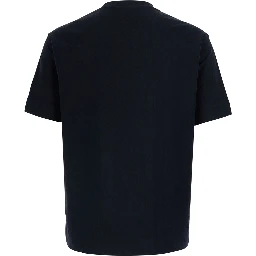 Blue Crew neck T-shirt with tone-on-tone logo embroidery on the front in cotton for men