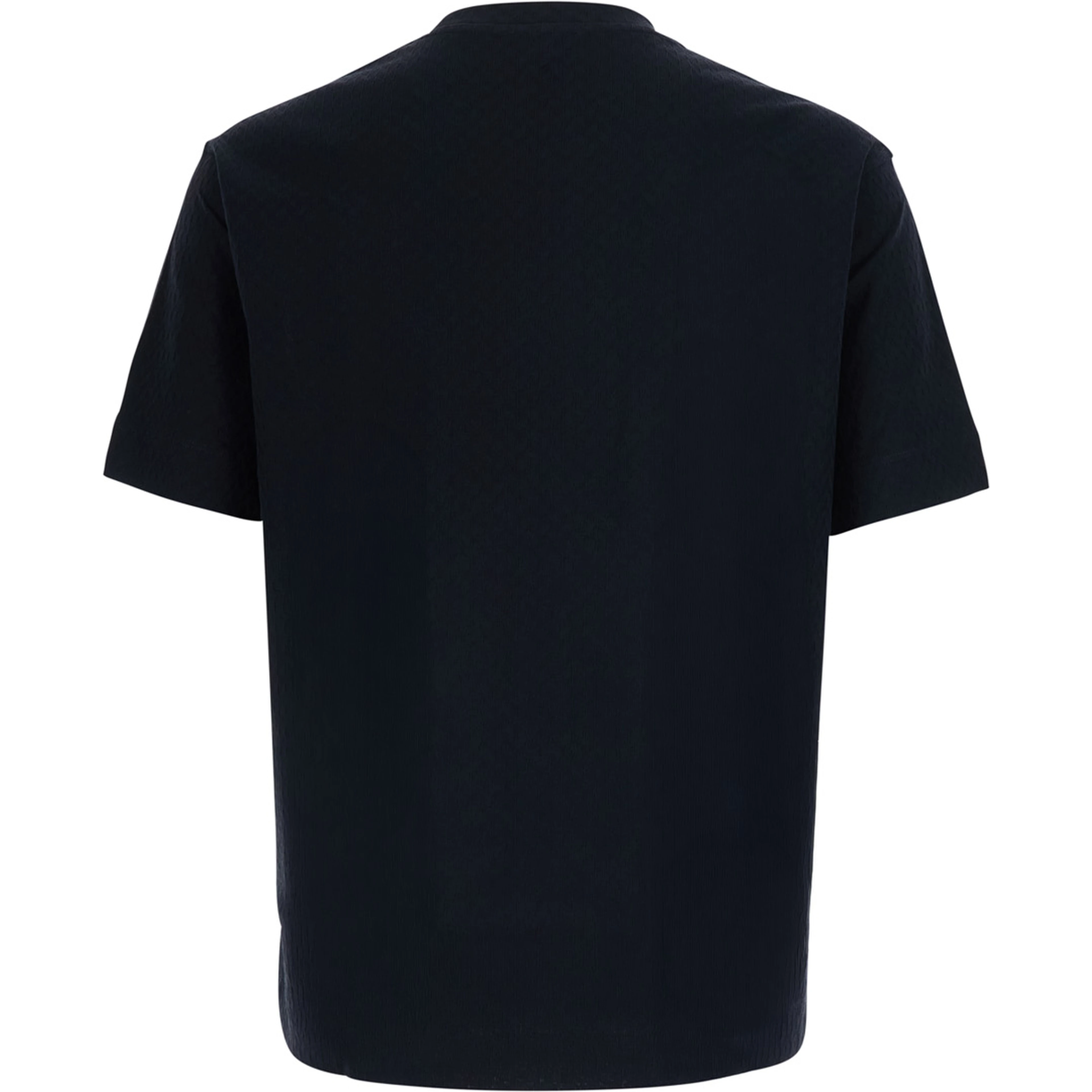 Blue Crew neck T-shirt with tone-on-tone logo embroidery on the front in cotton for men