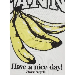 White Sleeveless top with logo lettering print and bananas on the front in cotton for women