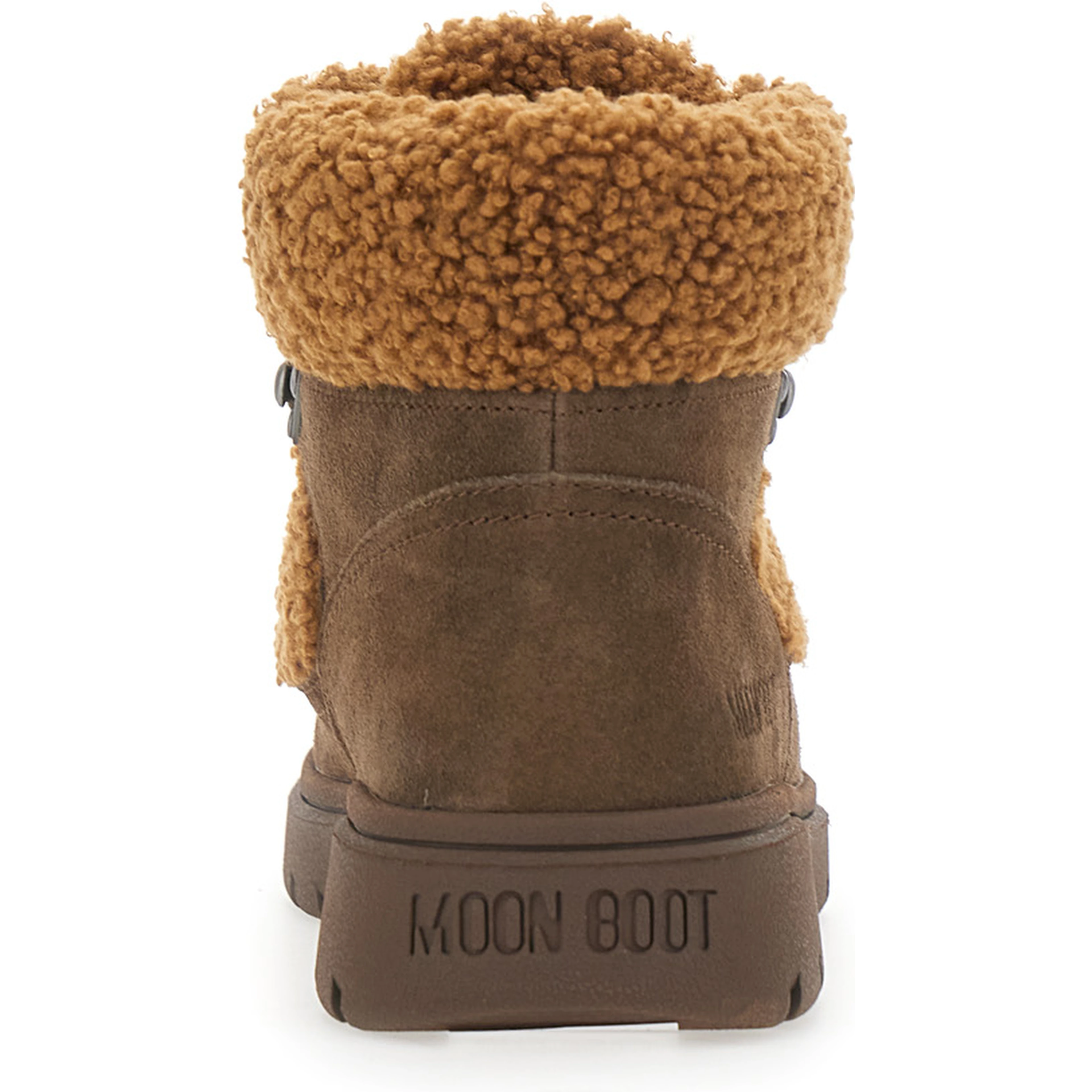 Combat Boot Brown ankle boots with logo lettering on the back and fleece details in suede women