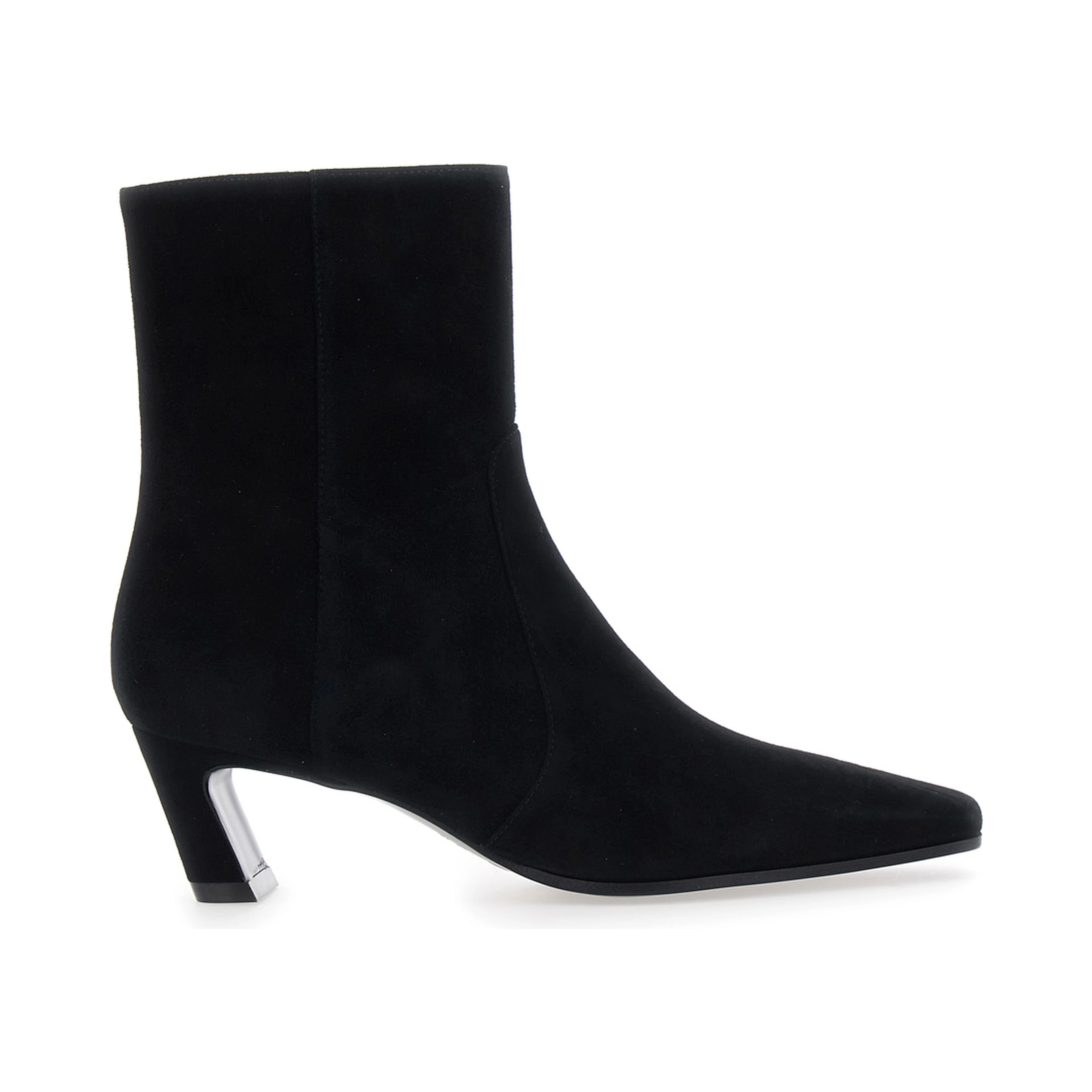Stassi Black Ankle Boots with Side Zip Closure and Medium Heel in Leather for Women
