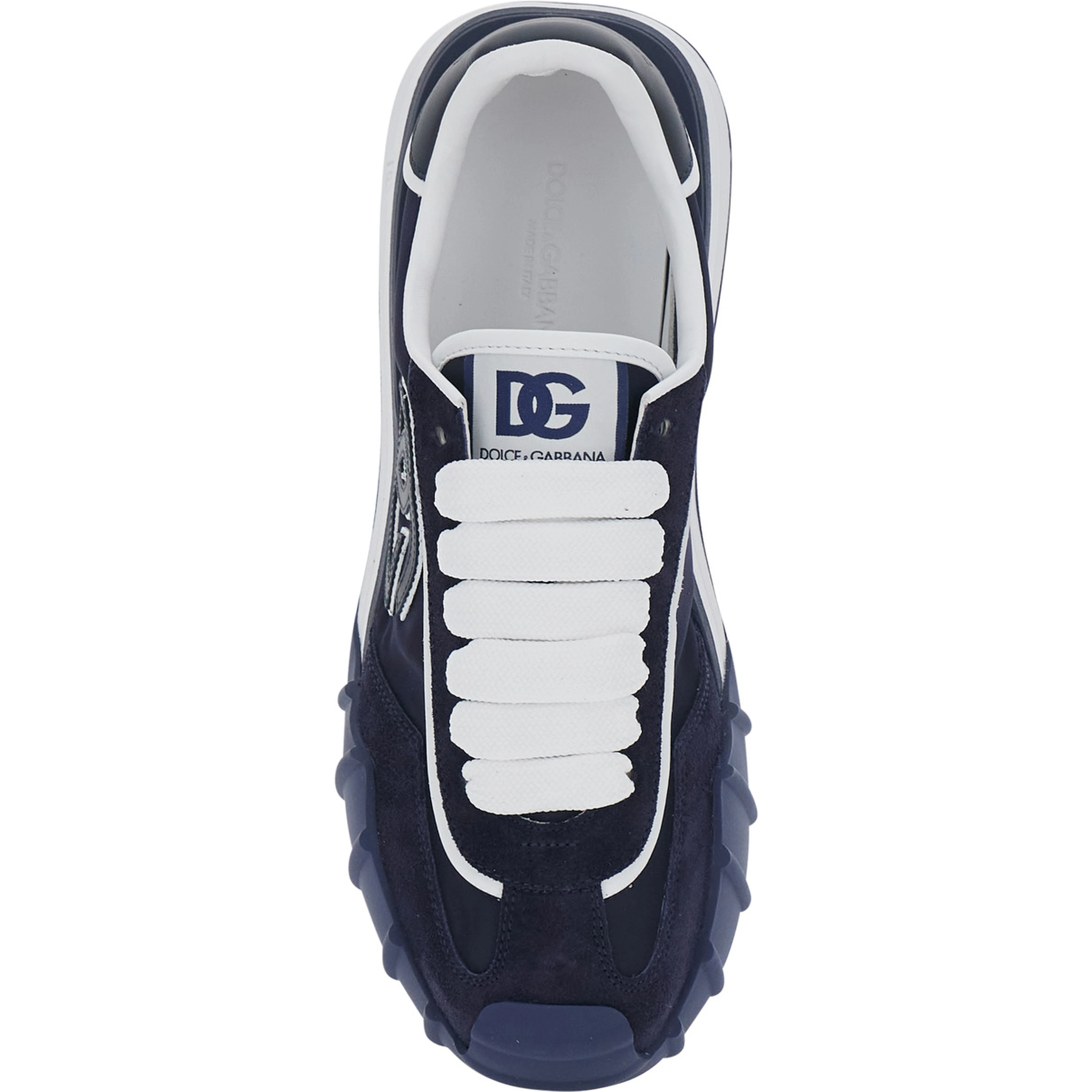 Atletic Blue Sneakers with logo lettering on the back and logo patch on the side in suede and Tech Fabric for men