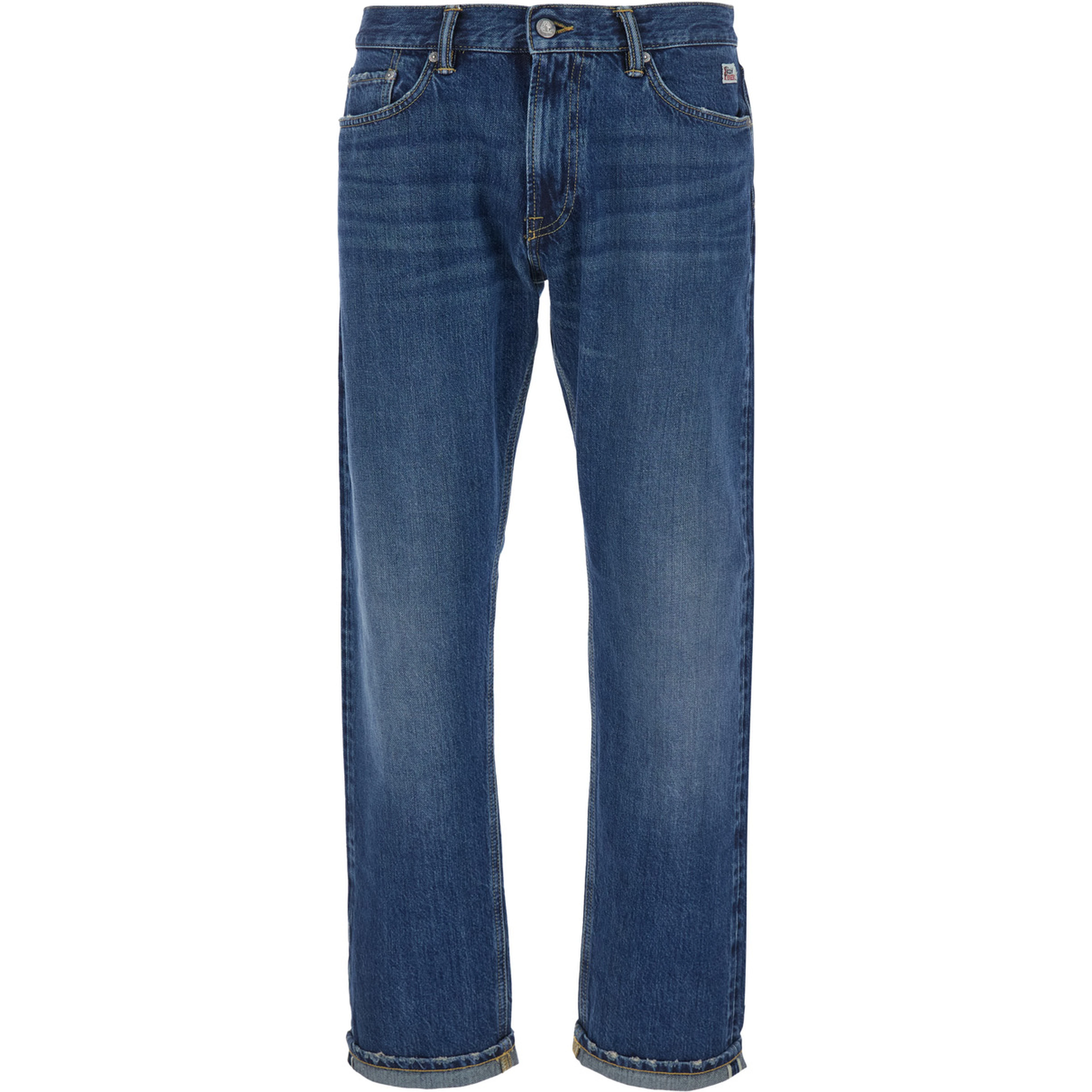 Julian is a blue selvedge denim with pockets and button closure for men