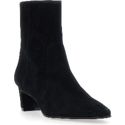 Stassi Black Ankle Boots with Side Zip Closure and Medium Heel in Leather for Women