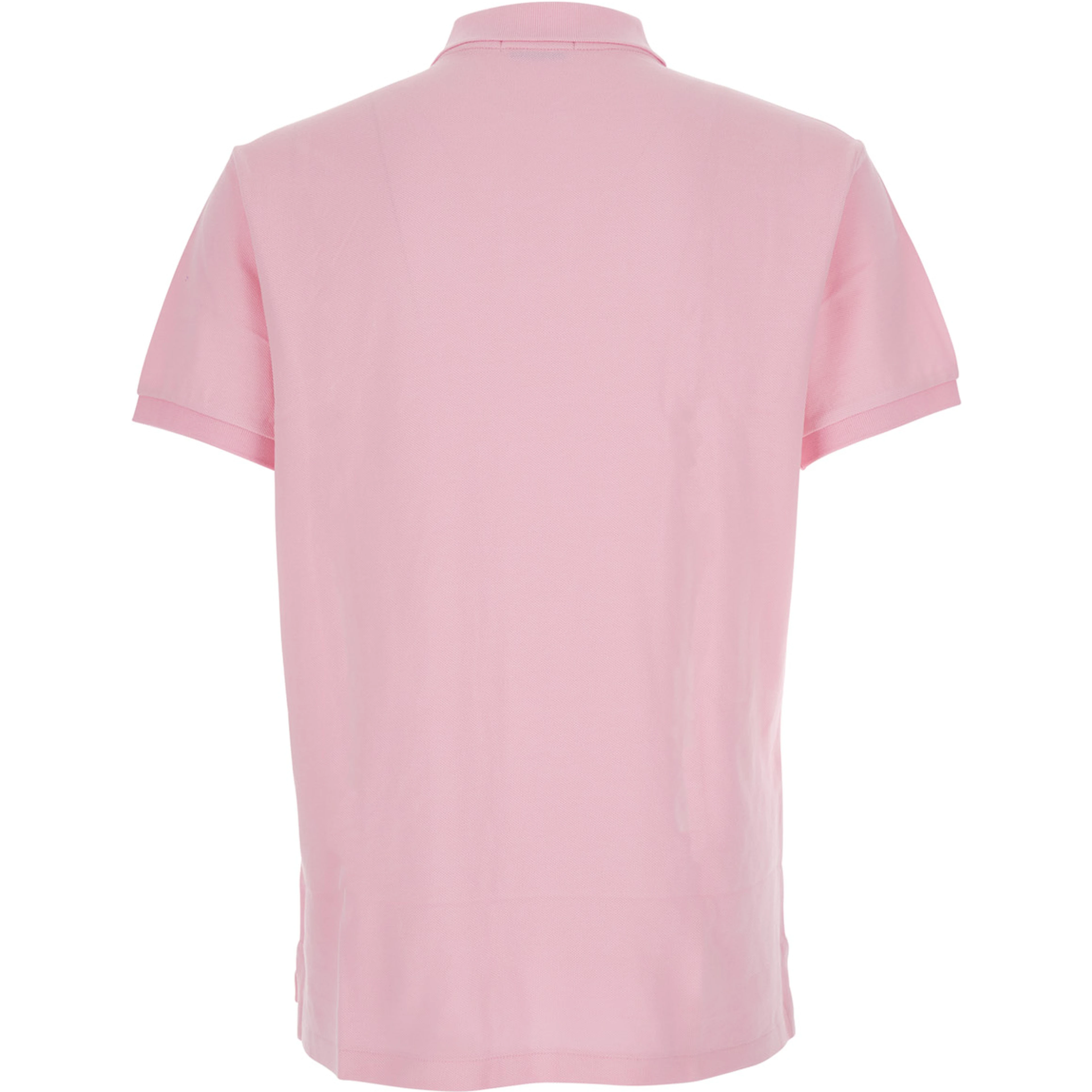 Slim Fit Pink Polo Shirt with classic collar and Pony embroidery on the front in cotton for men