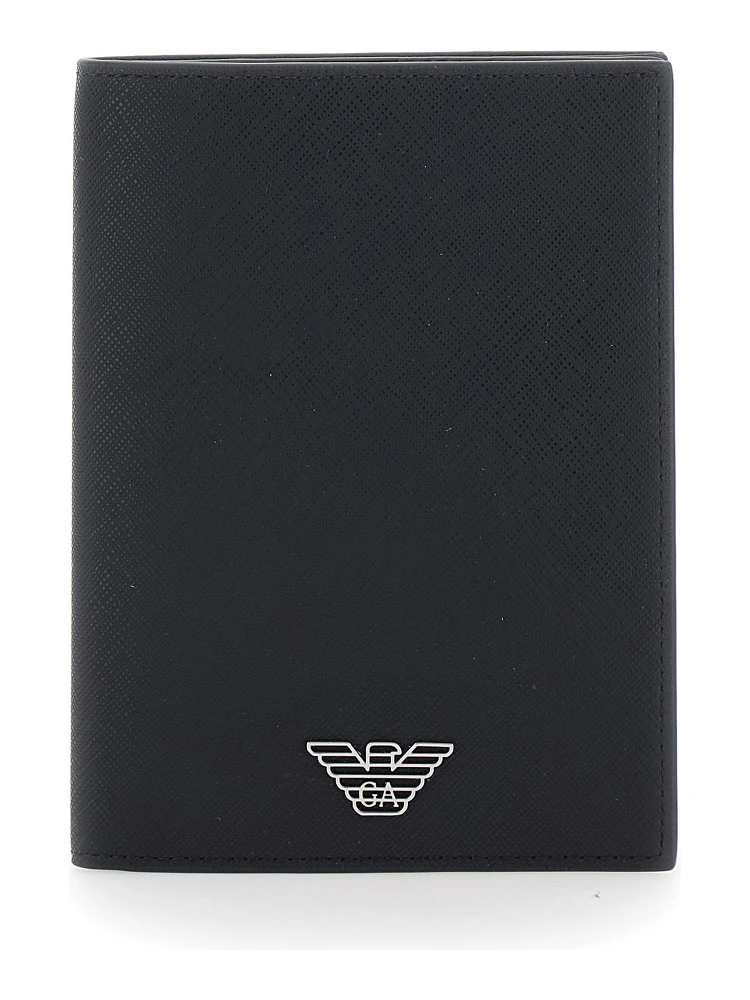 black Cardholder with metallic logo on the front in tech fabric for men