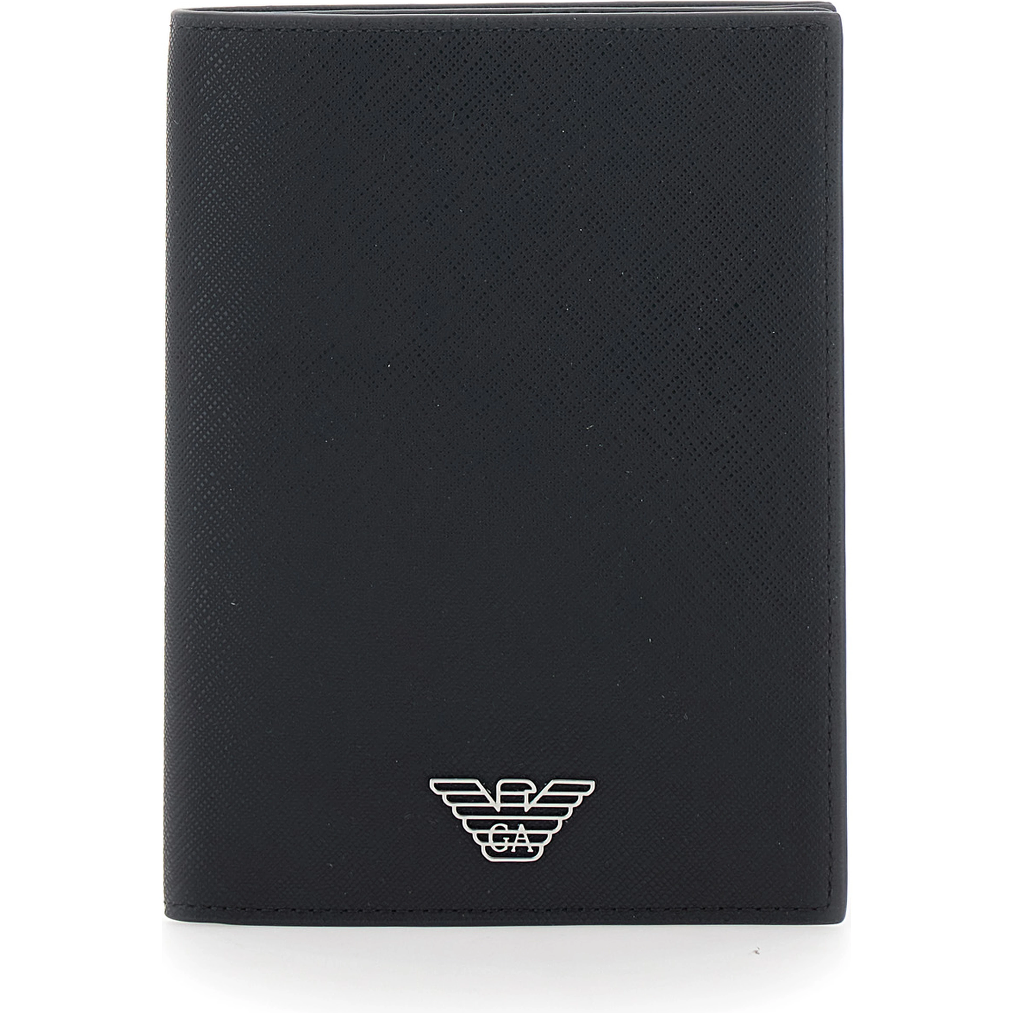 black Cardholder with metallic logo on the front in tech fabric for men