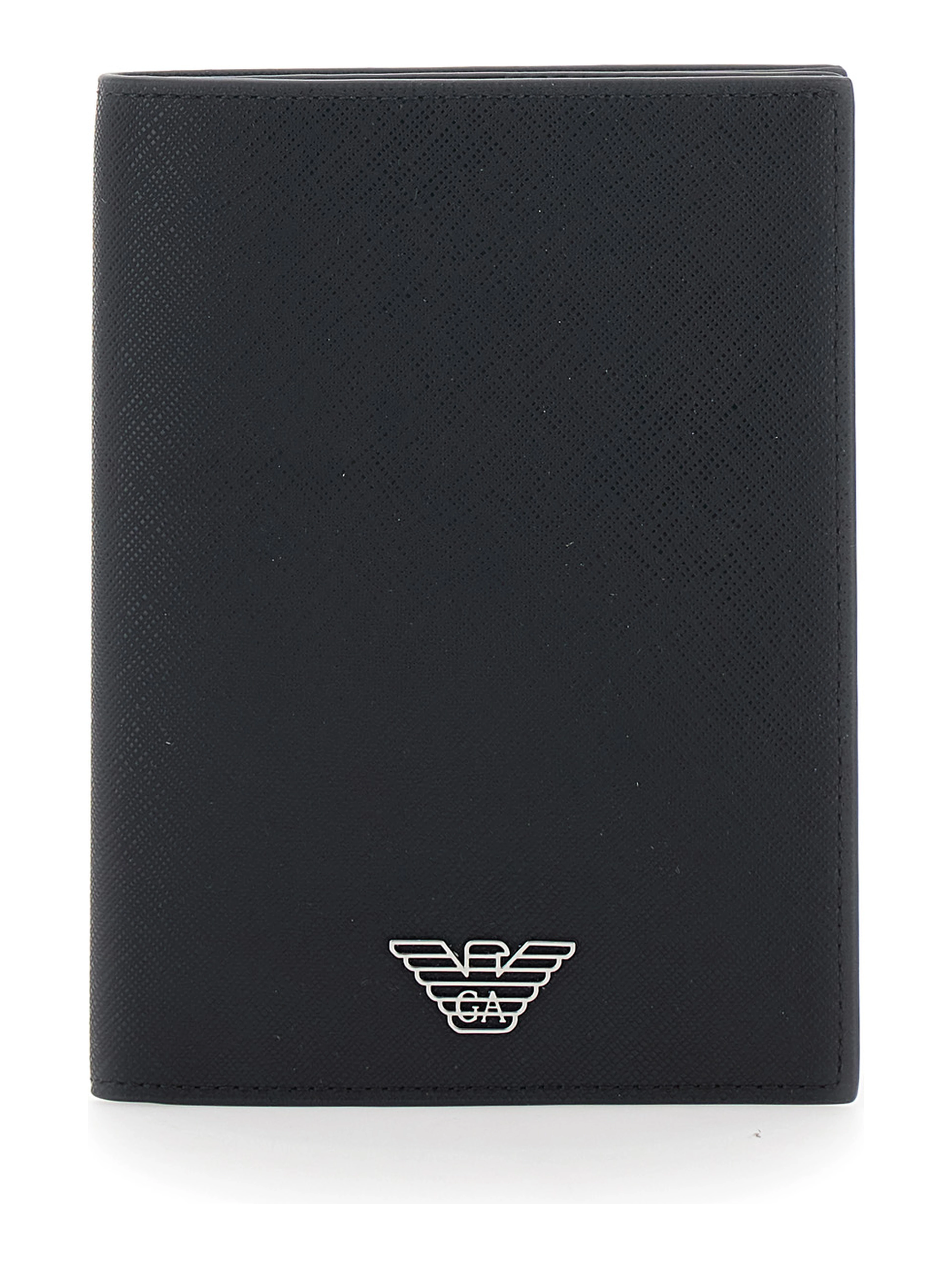 black Cardholder with metallic logo on the front in tech fabric for men