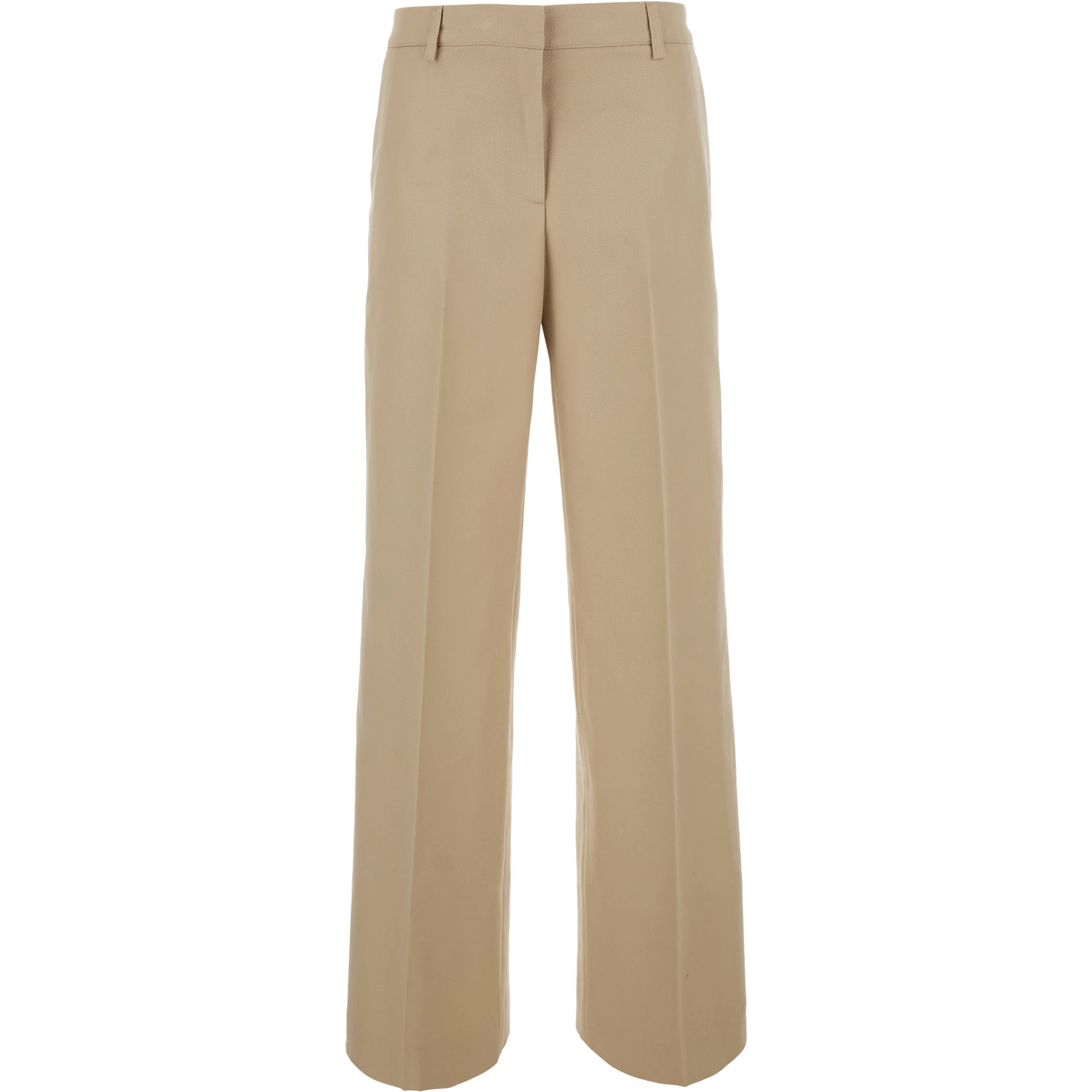 Francoise Beige Pants with a welt pocket on the back in wool and cotton blend for women