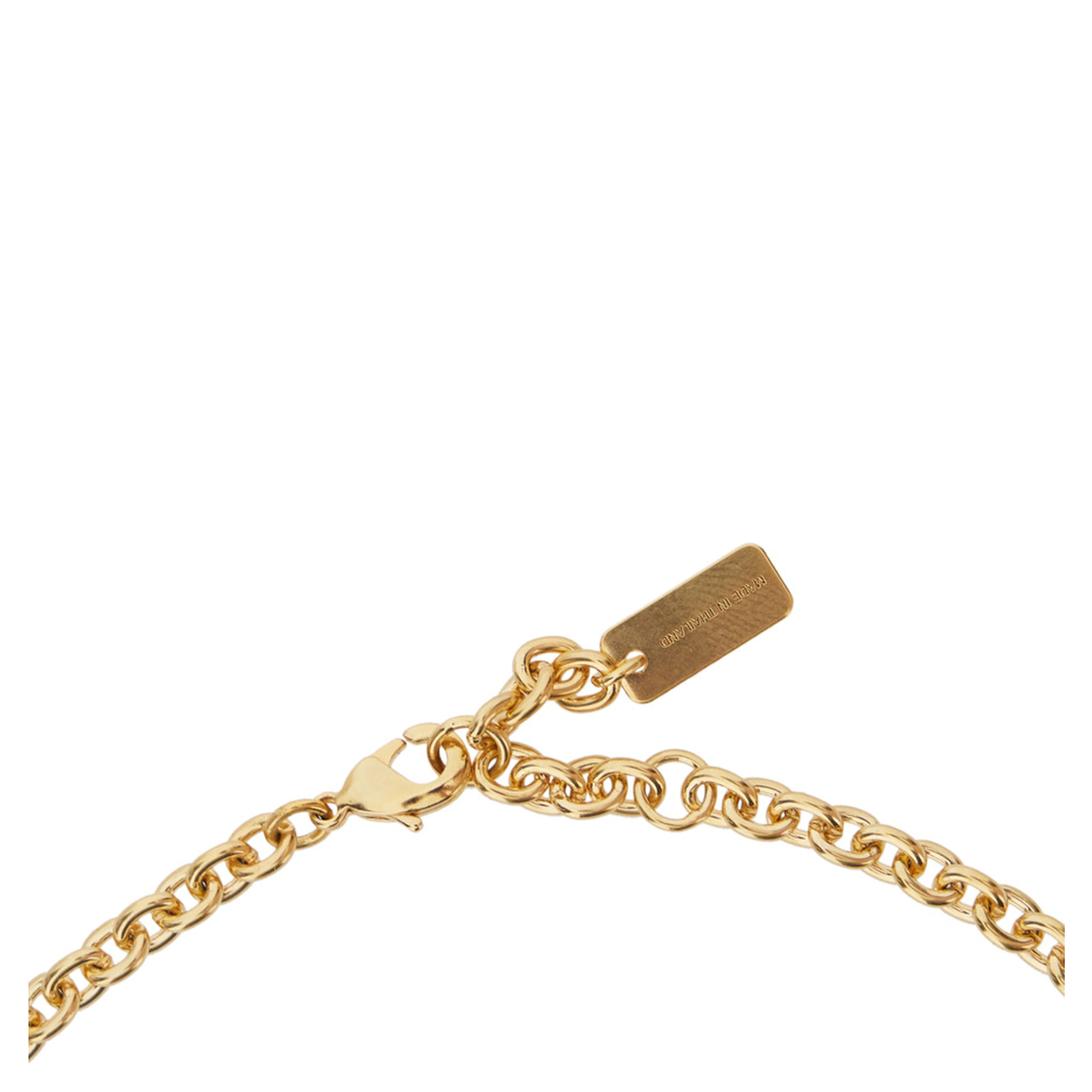 Gold-colored Necklace with Pendant Charms and Chain Design in Brass for Women