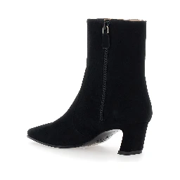 Stassi Black Ankle Boots with Side Zip Closure and Medium Heel in Leather for Women