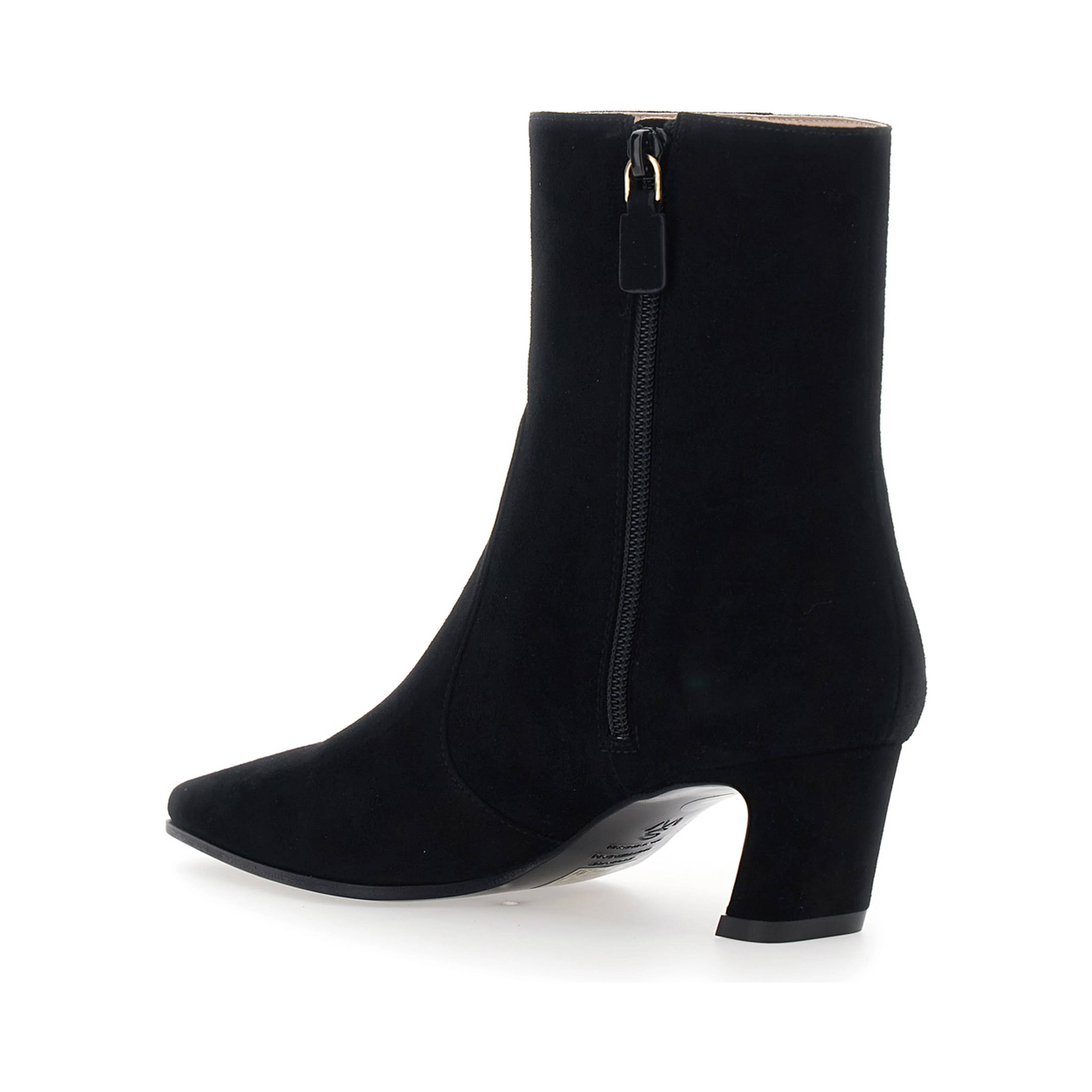 Stassi Black Ankle Boots with Side Zip Closure and Medium Heel in Leather for Women
