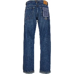 Julian is a blue selvedge denim with pockets and button closure for men
