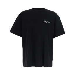 Black Crew neck T-shirt with logo lettering on front and back in cotton for men