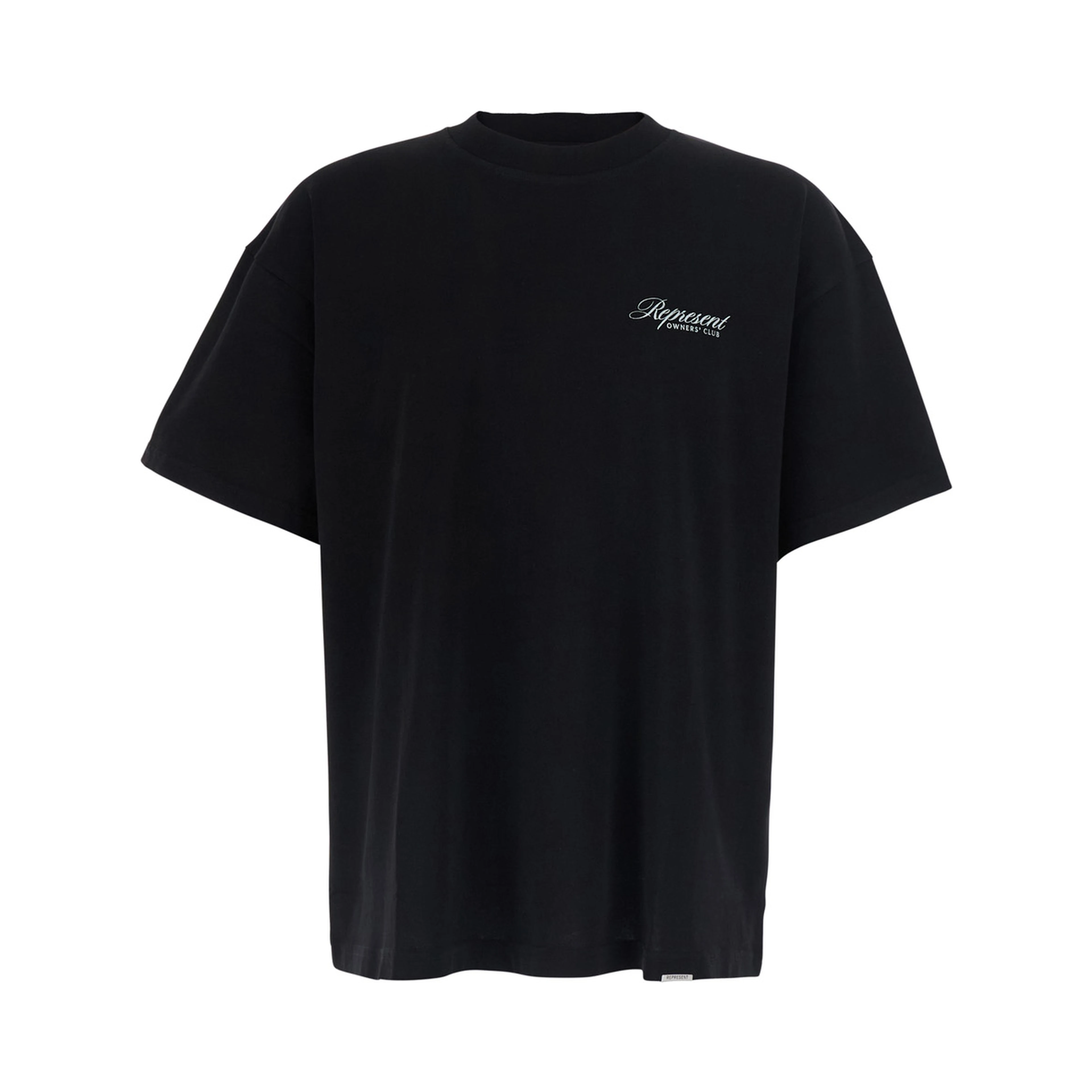 Black Crew neck T-shirt with logo lettering on front and back in cotton for men