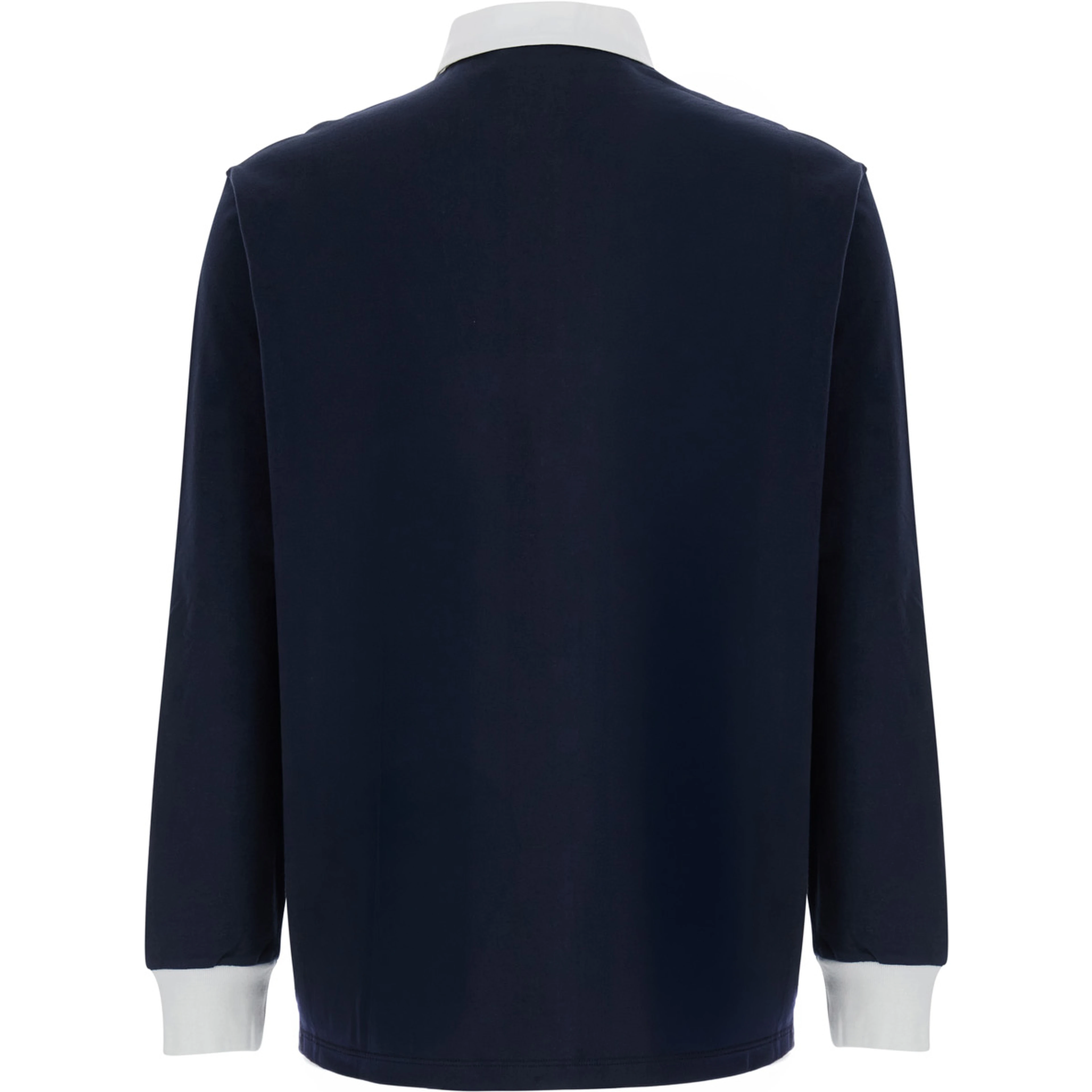 Blue Long Sleeve Polo Shirt with logo embroidery on the front and vertical striped detail in cotton for men