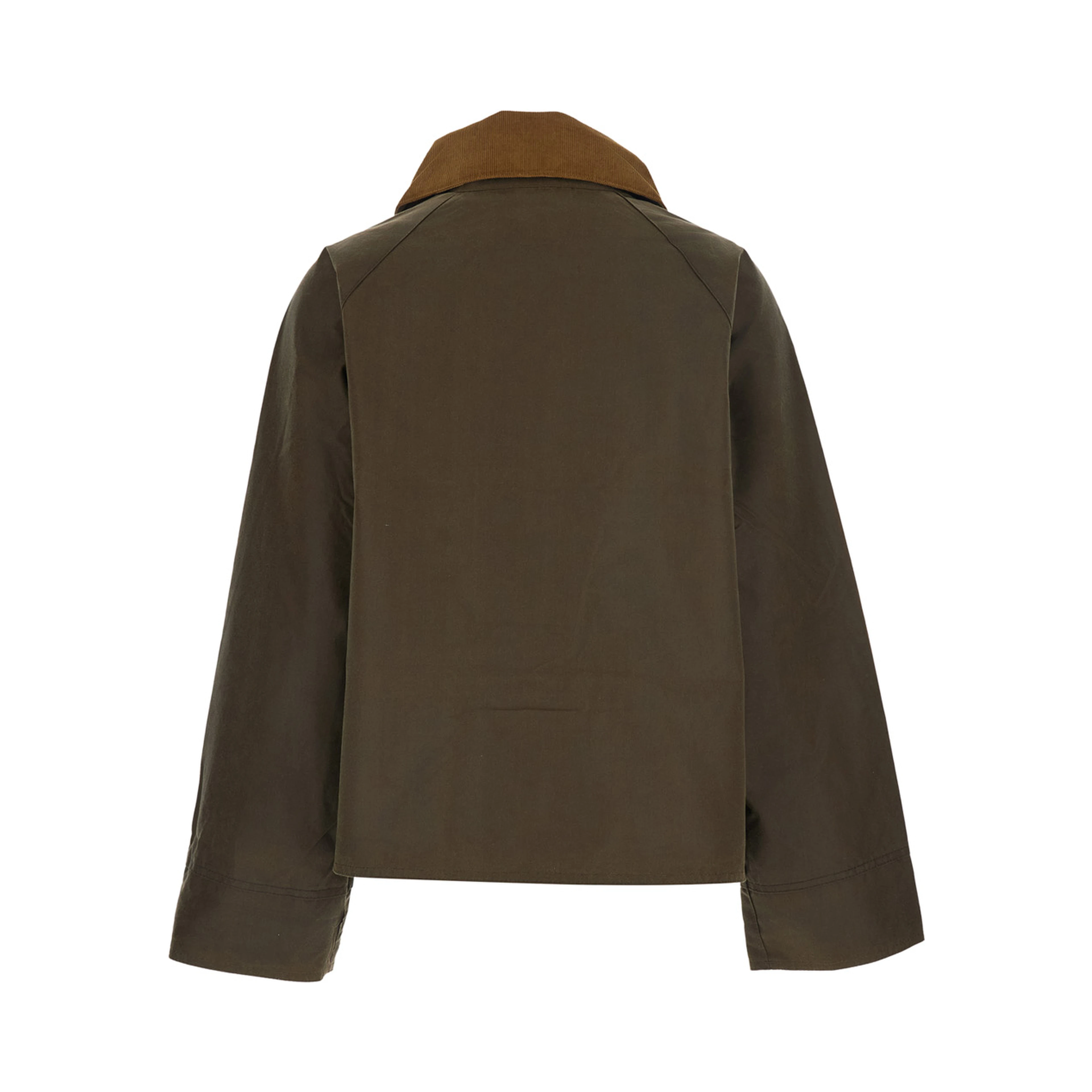 MODERN SPEY green Jacket with wide collar and logo lettering in waxed cotton for women