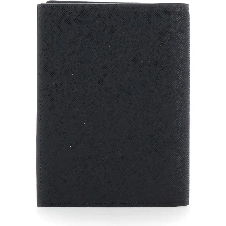 black Cardholder with metallic logo on the front in tech fabric for men