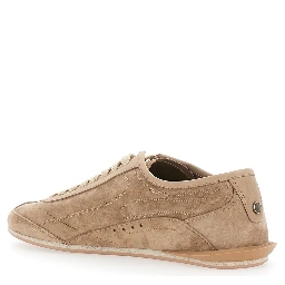 Gimondi Plus Brown Sneakers with logo lettering on the front in suede for men