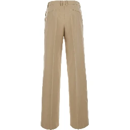 Francoise Beige Pants with a welt pocket on the back in wool and cotton blend for women