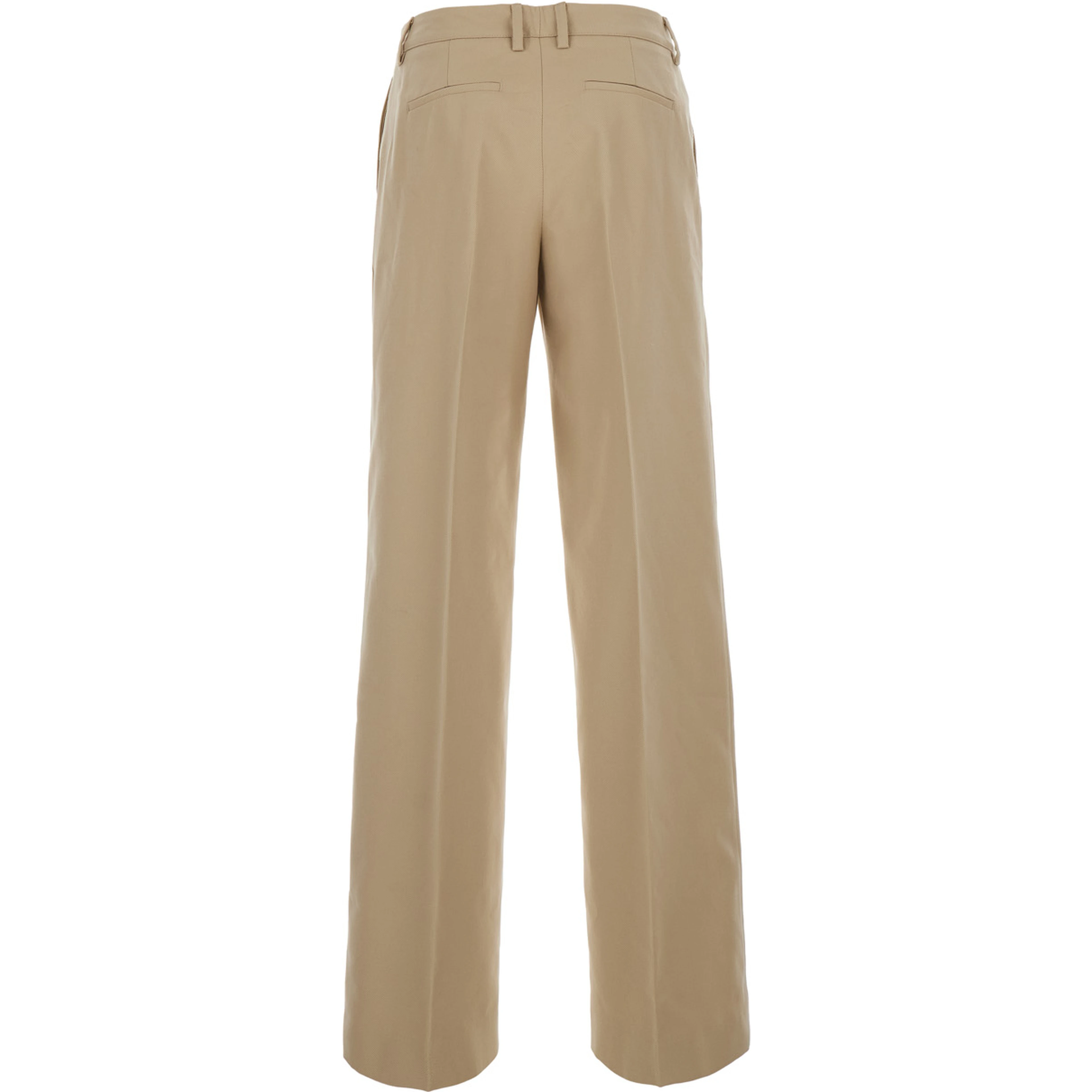 Francoise Beige Pants with a welt pocket on the back in wool and cotton blend for women