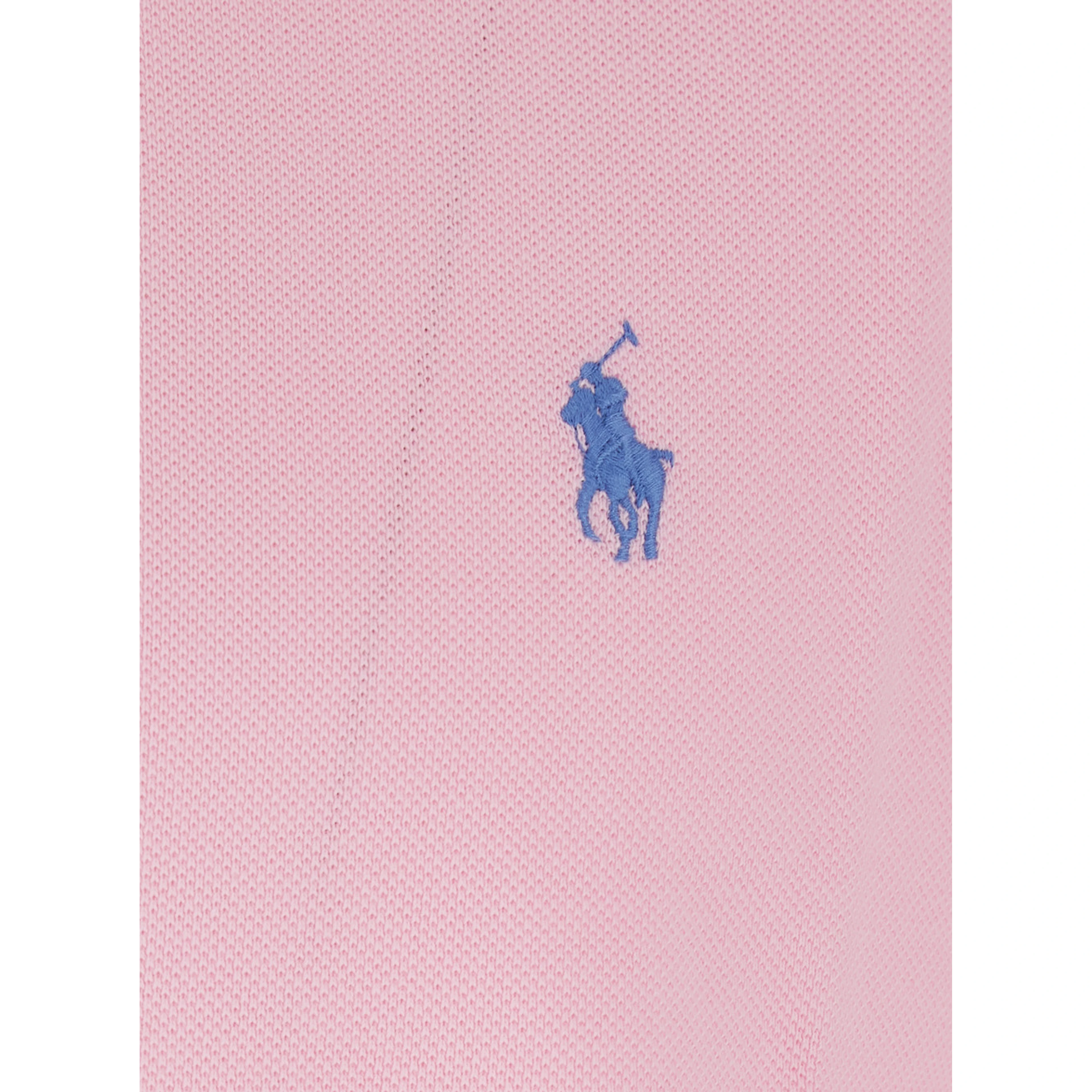 Slim Fit Pink Polo Shirt with classic collar and Pony embroidery on the front in cotton for men