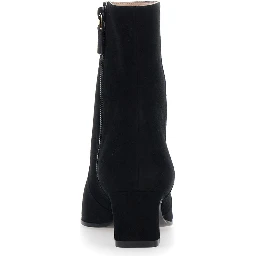 Stassi Black Ankle Boots with Side Zip Closure and Medium Heel in Leather for Women