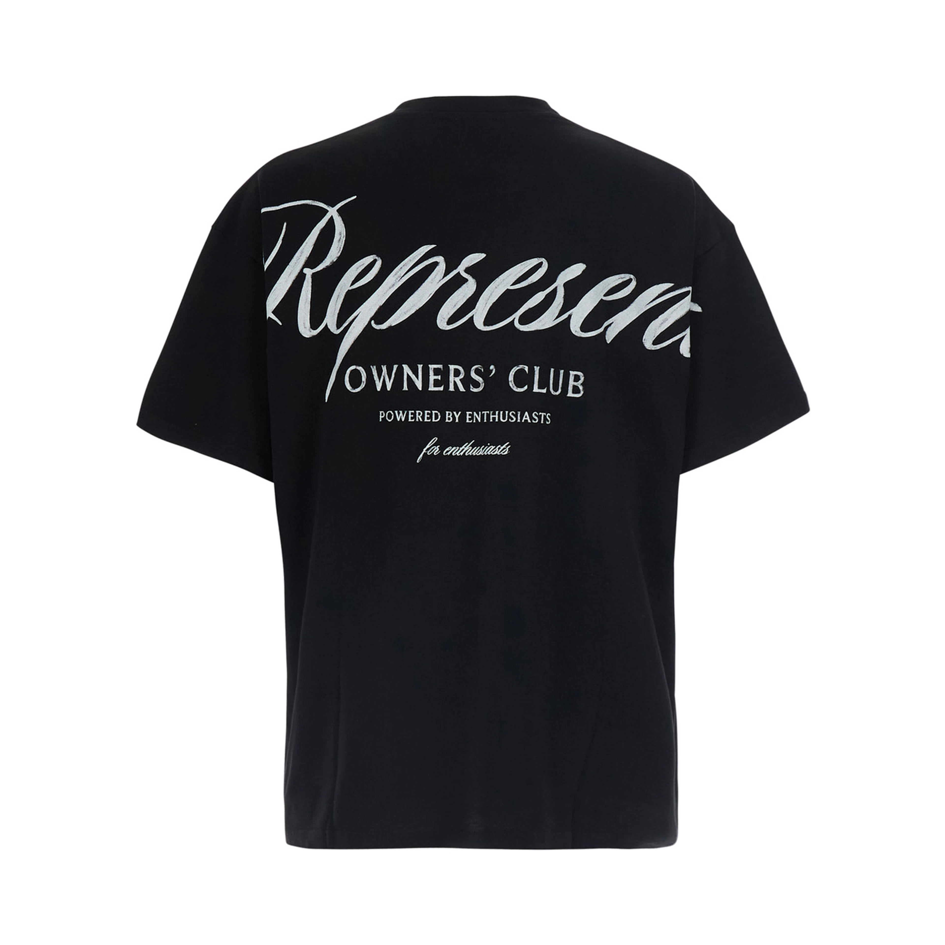 Black Crew neck T-shirt with logo lettering on front and back in cotton for men