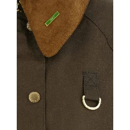 MODERN SPEY green Jacket with wide collar and logo lettering in waxed cotton for women