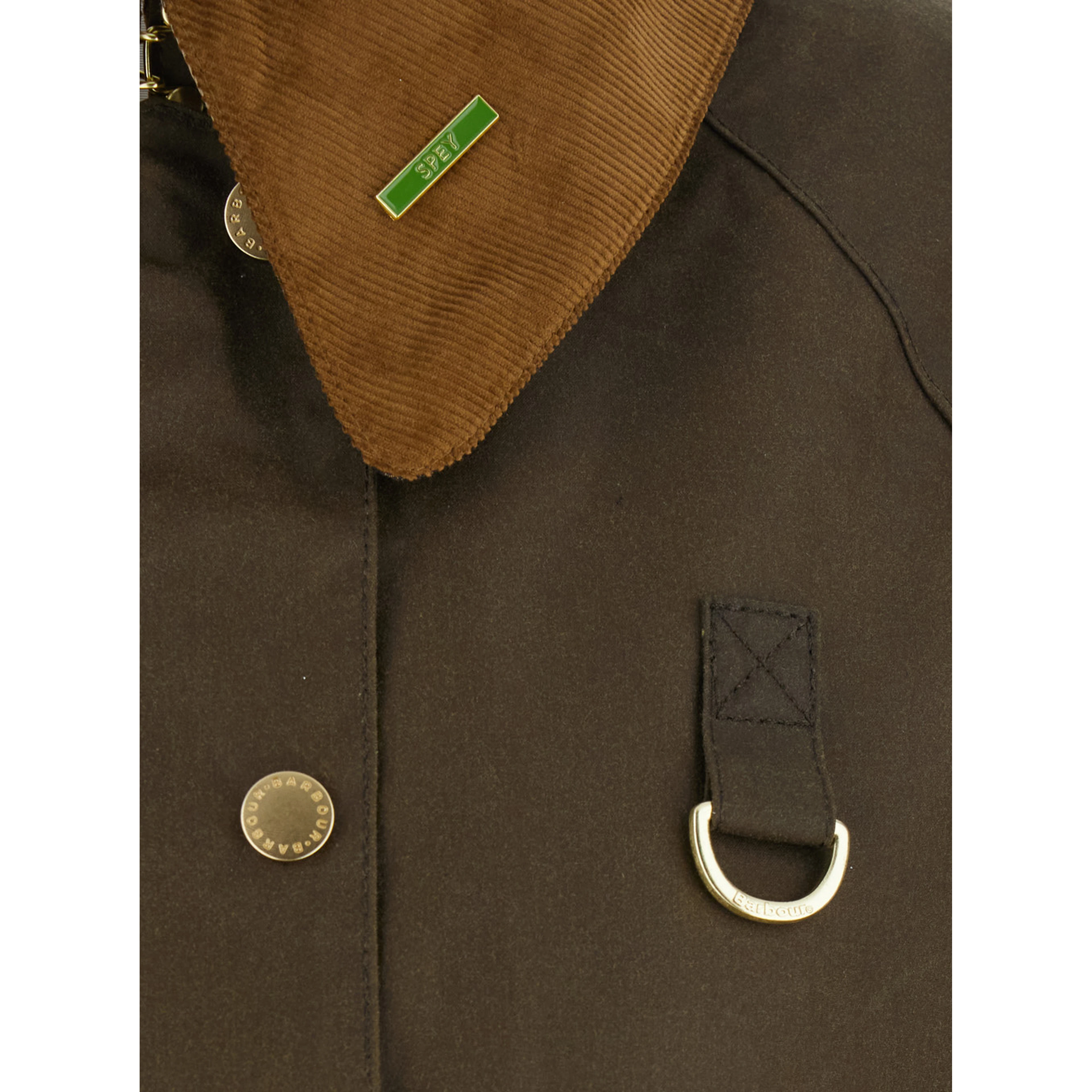 MODERN SPEY green Jacket with wide collar and logo lettering in waxed cotton for women