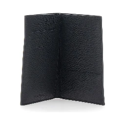 black Cardholder with metallic logo on the front in tech fabric for men
