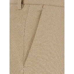 Francoise Beige Pants with a welt pocket on the back in wool and cotton blend for women