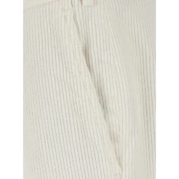 White Chino Pants with Front Pleats and Logo Patch on the Back in Velvet for Men