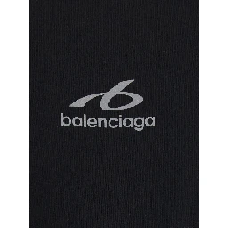 Black Crew Neck T-Shirt with Logo Lettering on Front and Back in Cotton for Men