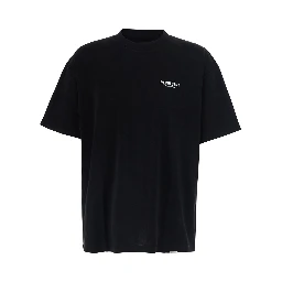 Black Crew neck T-shirt with logo lettering on front and back in cotton for men