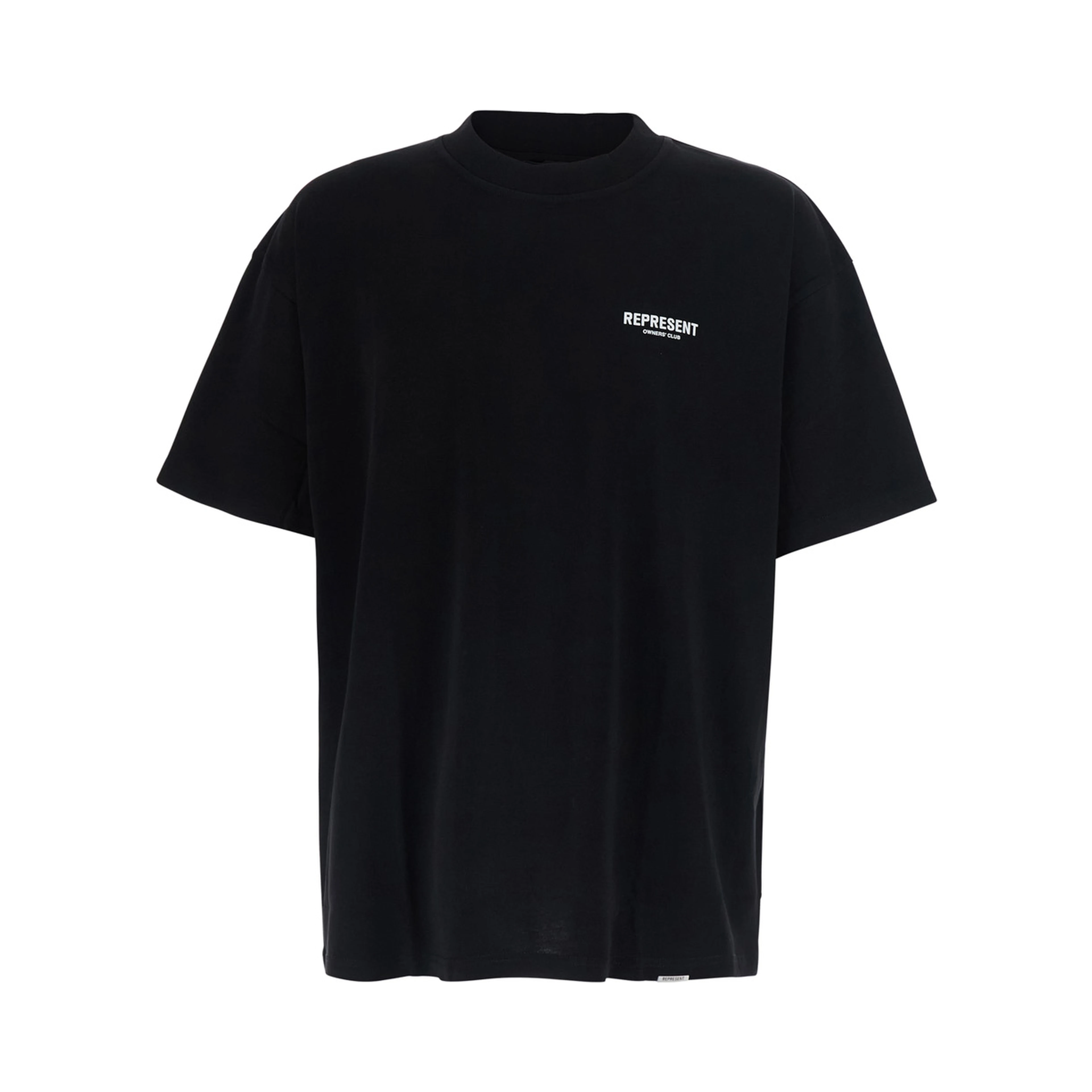 Black Crew neck T-shirt with logo lettering on front and back in cotton for men