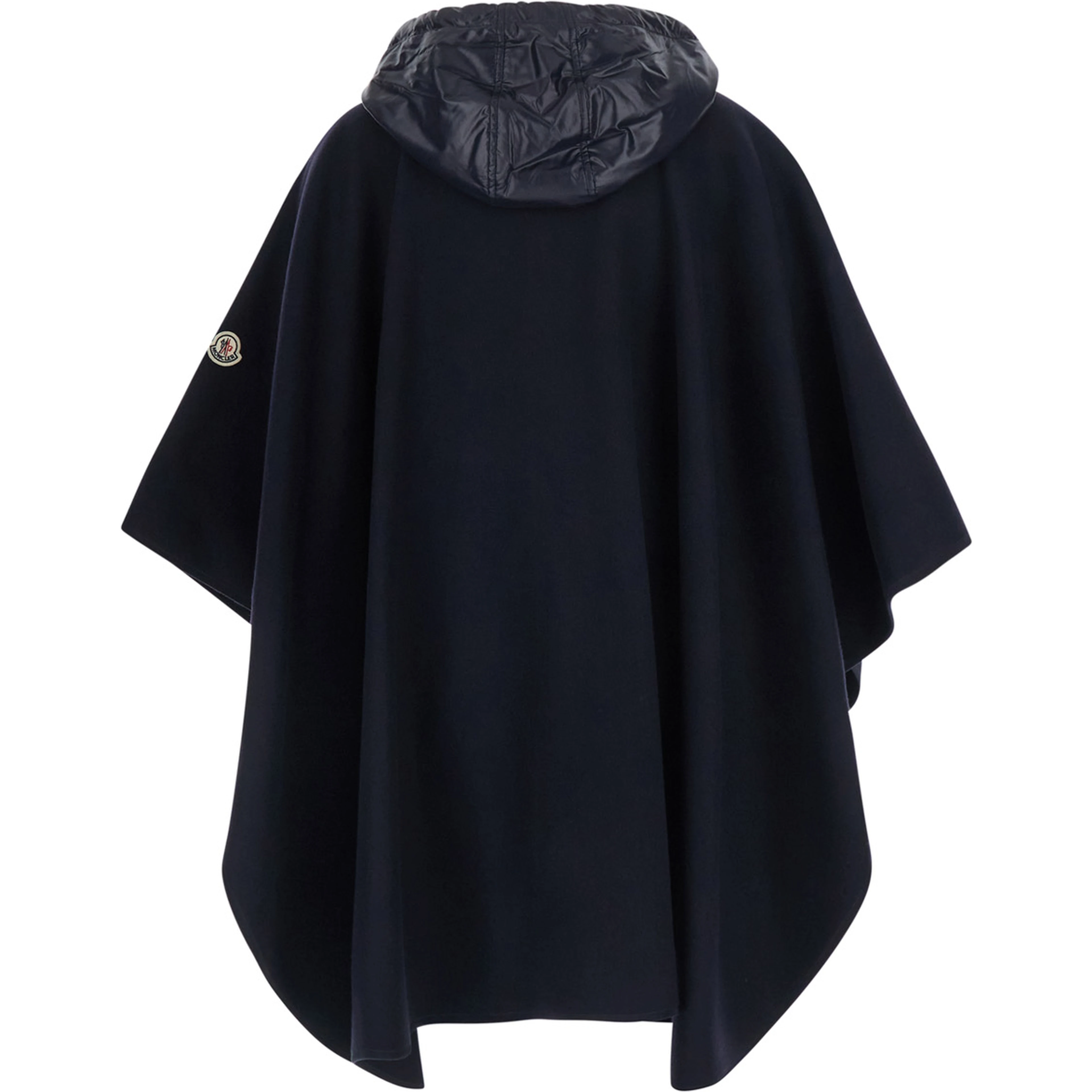 Blue Cape with Removable Hood and Front Belt in Tech Fabric for Women