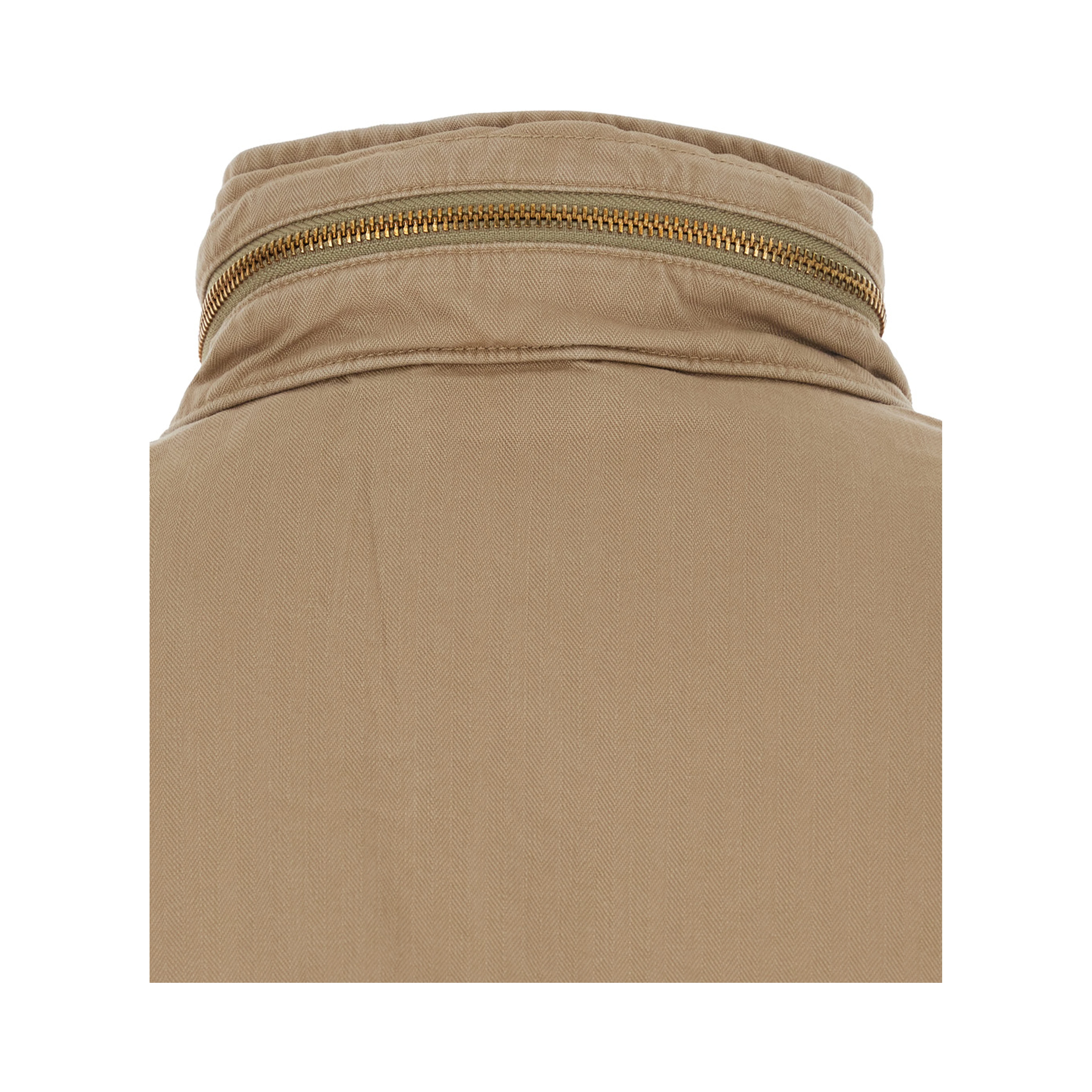 Brown Jacket with removable hood and four flap pockets on the front in cotton for men