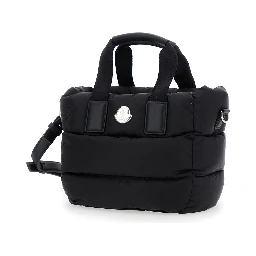 Handbag Karadoc Mini with Adjustable and Removable Shoulder Strap and Logo Patch on the Front in Black Tech Fabric for Women
