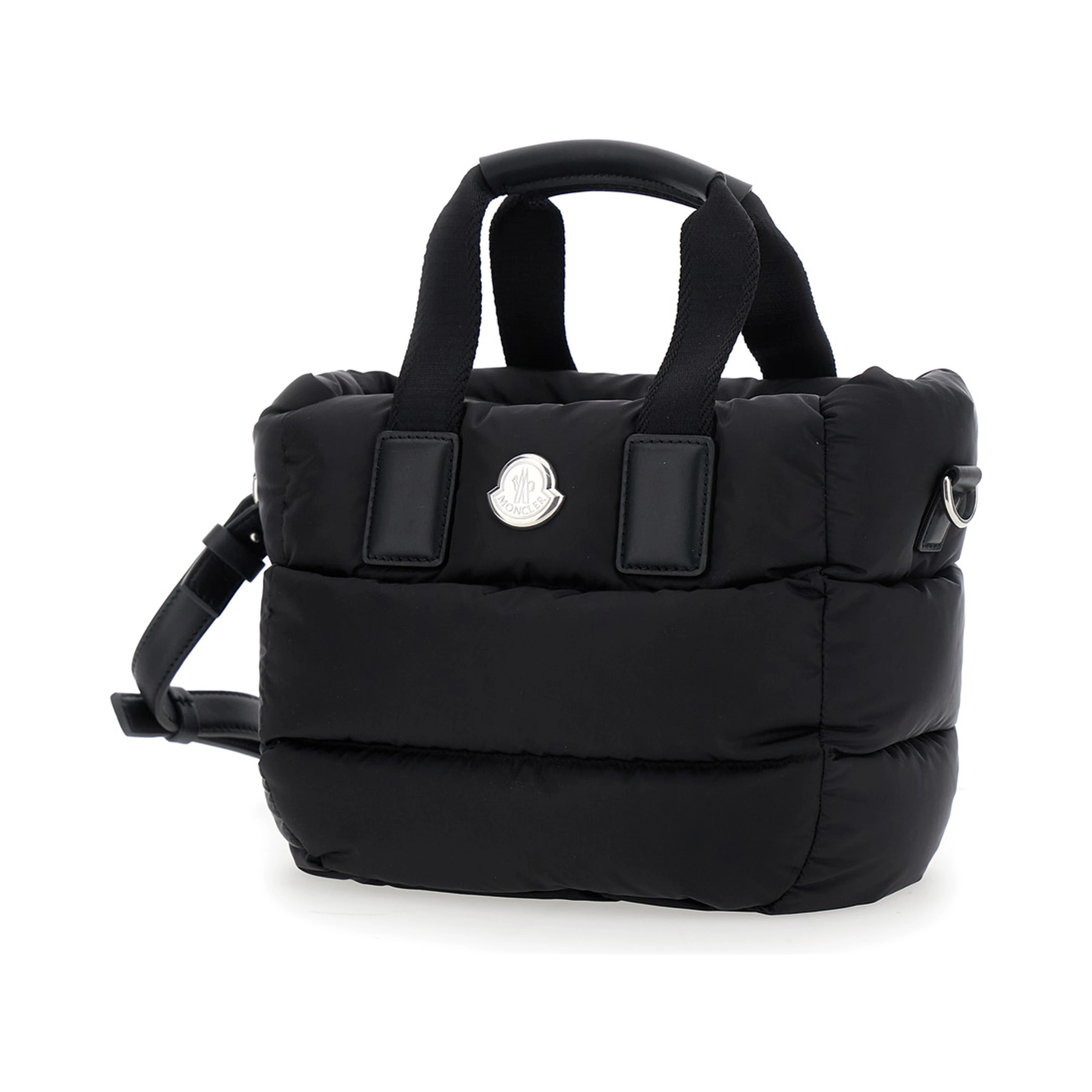 Handbag Karadoc Mini with Adjustable and Removable Shoulder Strap and Logo Patch on the Front in Black Tech Fabric for Women