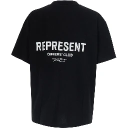 Black Crew neck T-shirt with logo lettering on front and back in cotton for men
