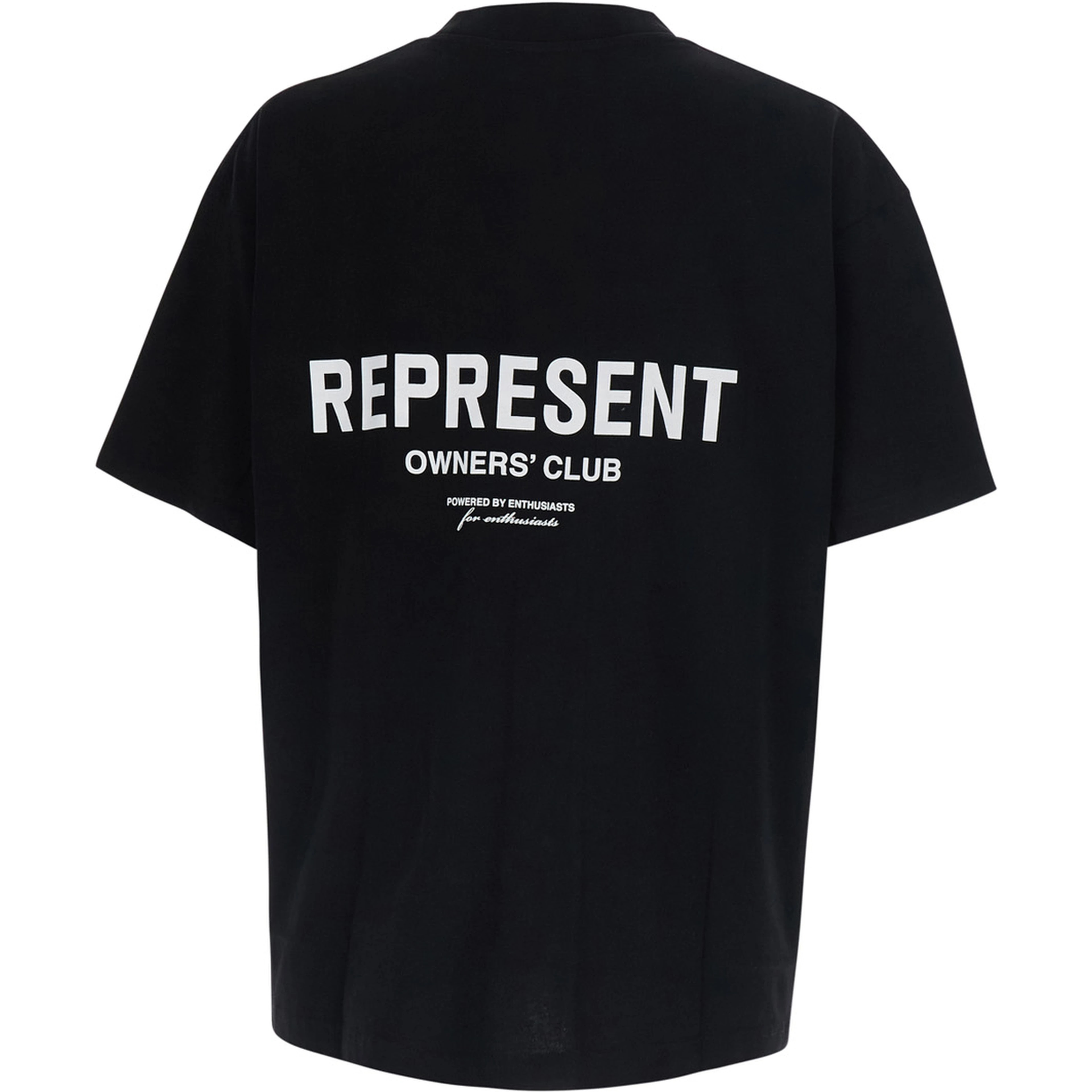 Black Crew neck T-shirt with logo lettering on front and back in cotton for men