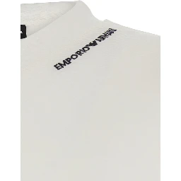 white Long Sleeve T-shirt with logo on the collar in modal for men