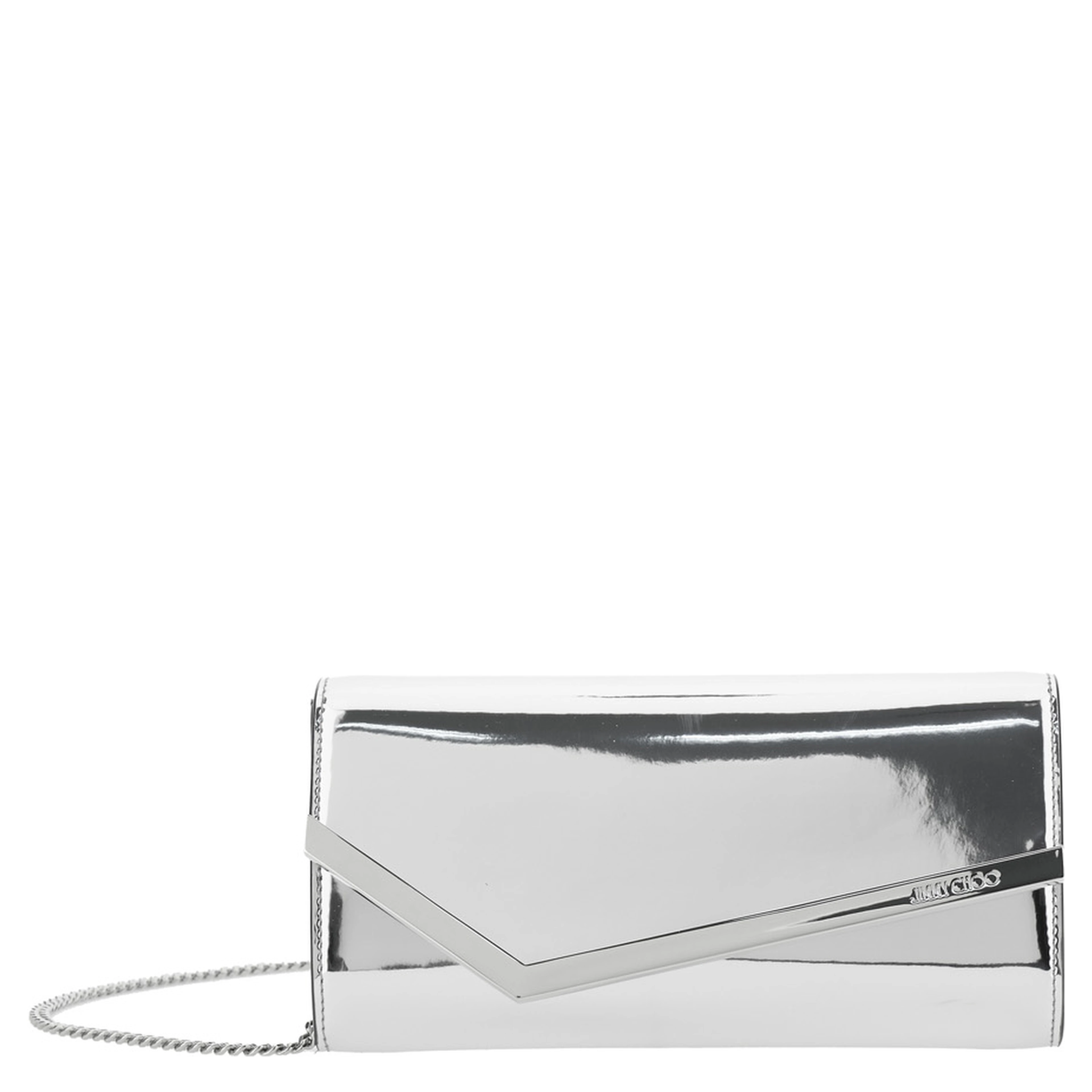 Clutch Emmie with Logo Lettering on the Front and Chain Strap in Blend Leather and Tech Fabric for Women