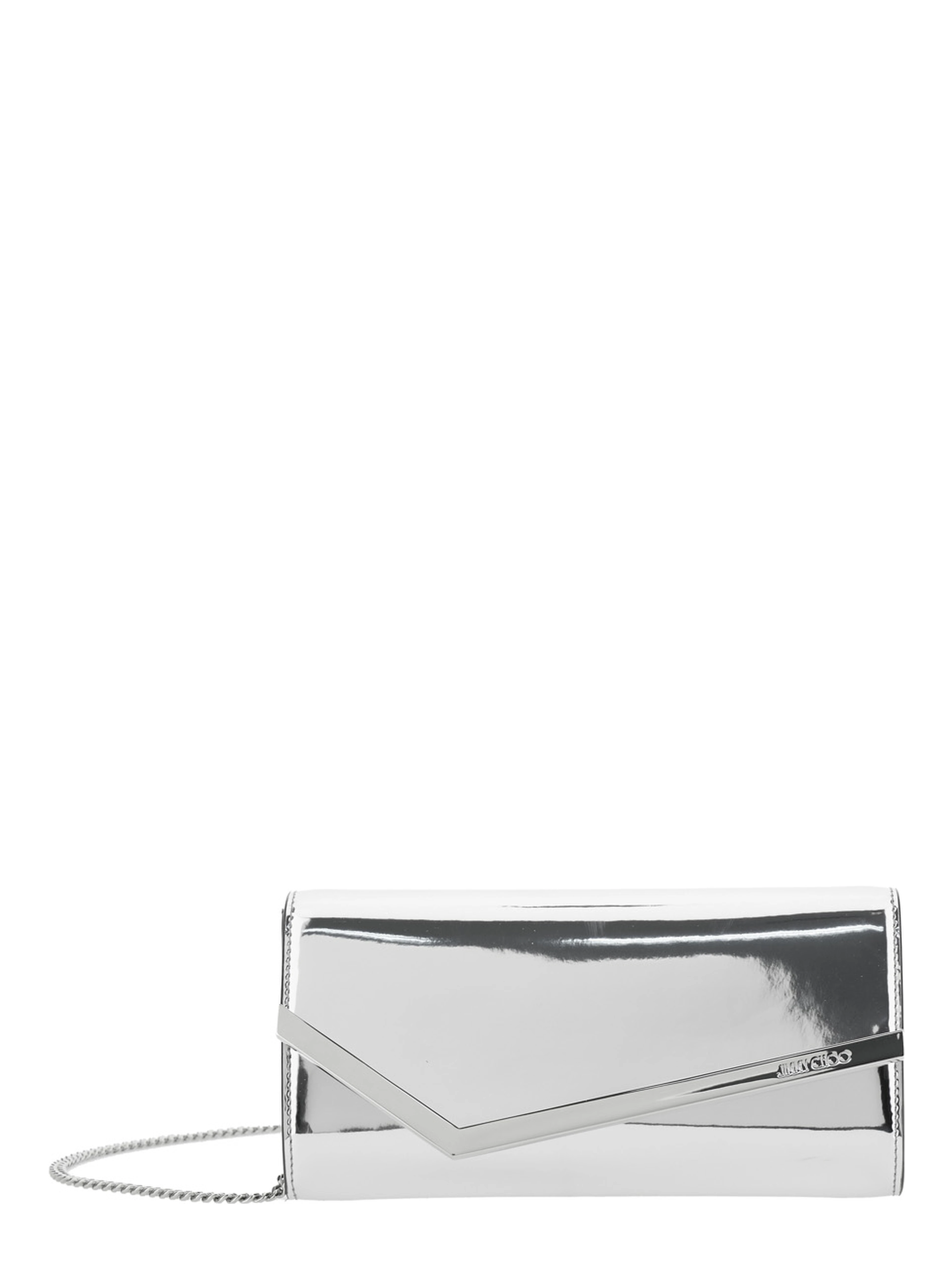 Clutch Emmie with Logo Lettering on the Front and Chain Strap in Blend Leather and Tech Fabric for Women
