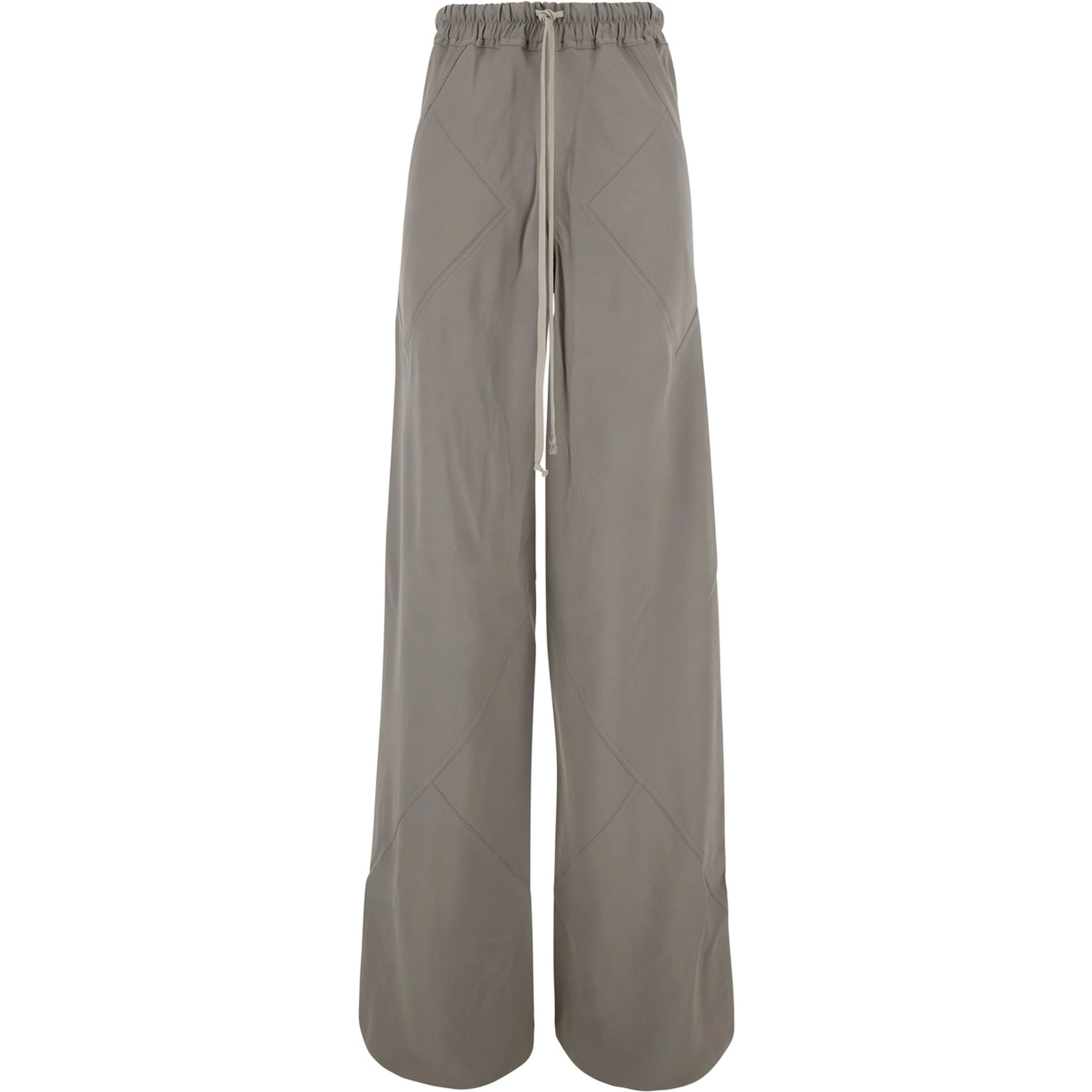 Gray Wide Leg Pants with Elastic Drawstring Waist in Viscose Blend for Women