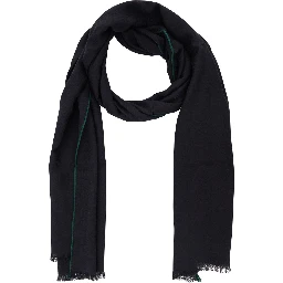 black scarf with tone-on-tone GG all-over motif in wool and silk blend for men