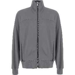 Grey Zip-Up Sweatshirt with High Neck in cotton for Men