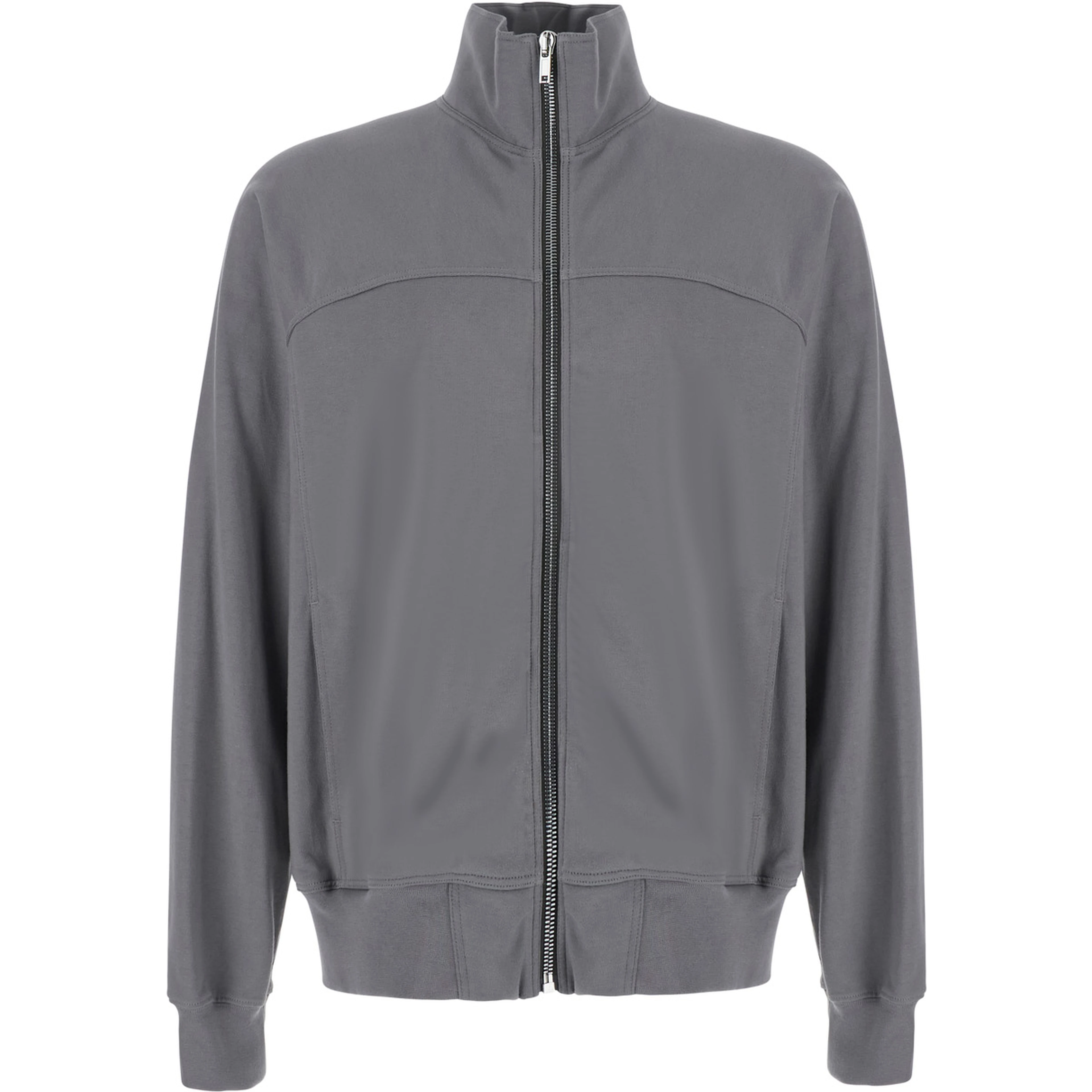 Grey Zip-Up Sweatshirt with High Neck in cotton for Men