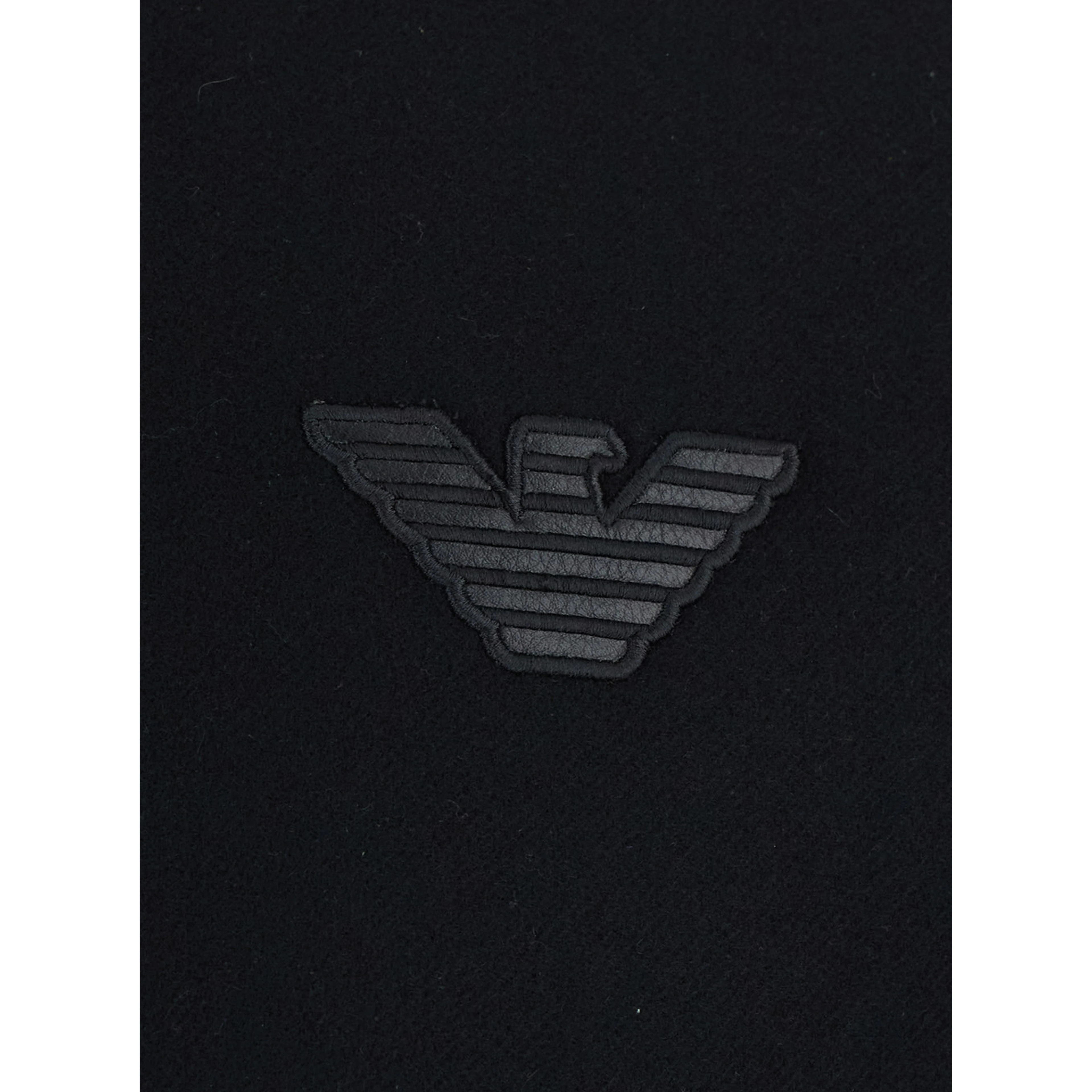 Black Varsity jacket with logo patch on the chest in leather and wool Men